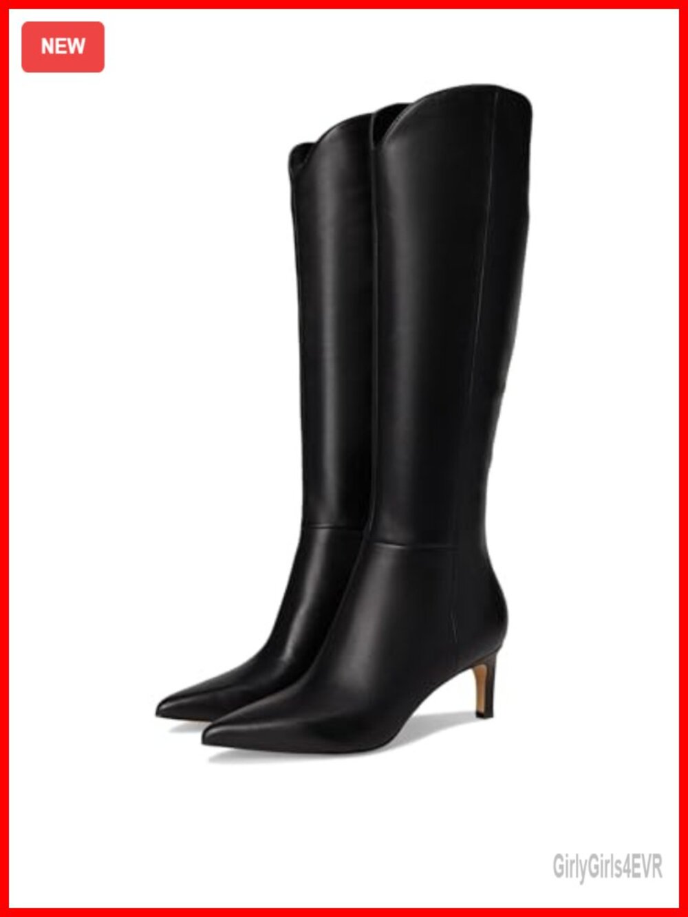 Marc Fisher LTD Quinnie Knee-High Dress Boots Heeled Leather Pointed Toe